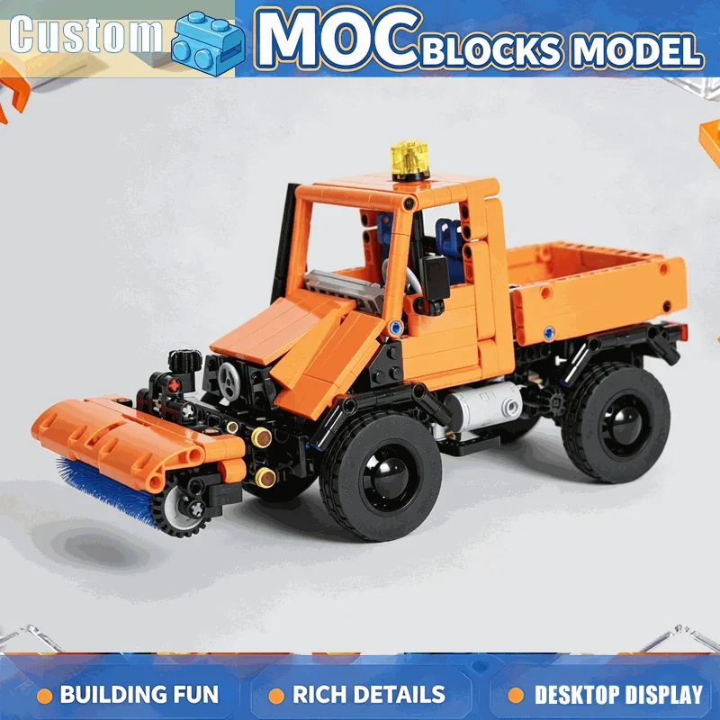 648PCS Off Road Utility Truck Building Blocks Set Orange Cargo Pickup Model DIY Assembly Education Toy Combination Birthday Gift