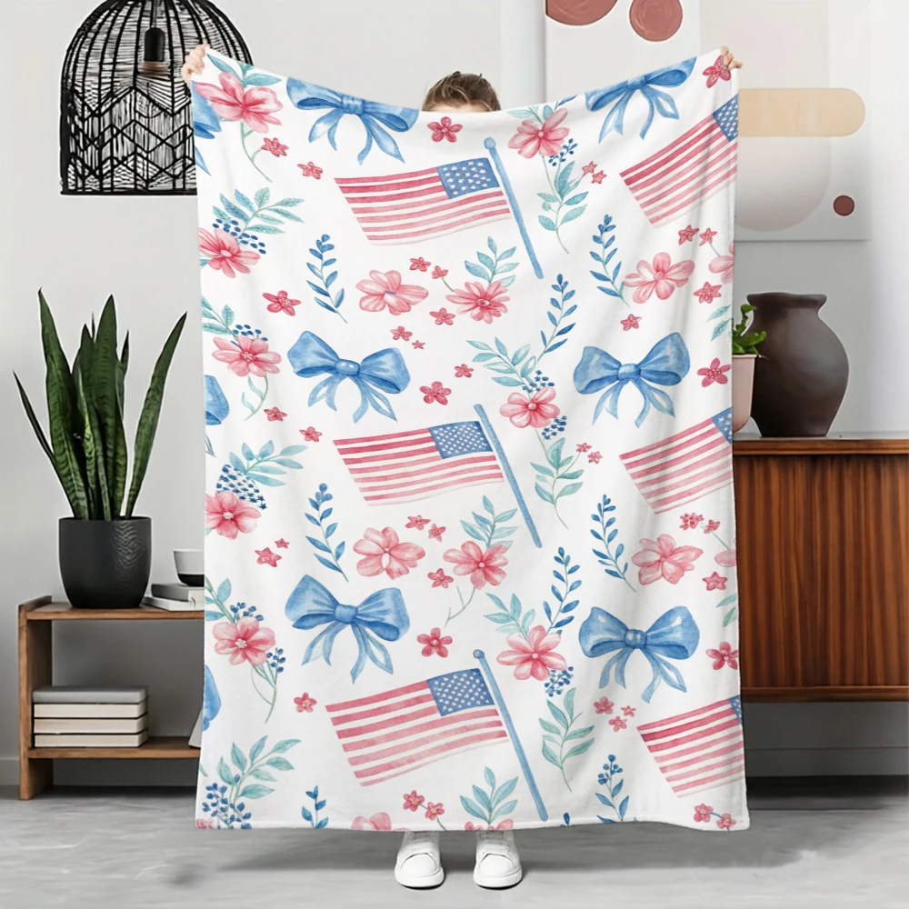 Retro Christmas Santa Claus Blanket Vintage Bow Knot Throw Blankets Holiday Party Home Decor Soft Bedding Bed Sofa Cover