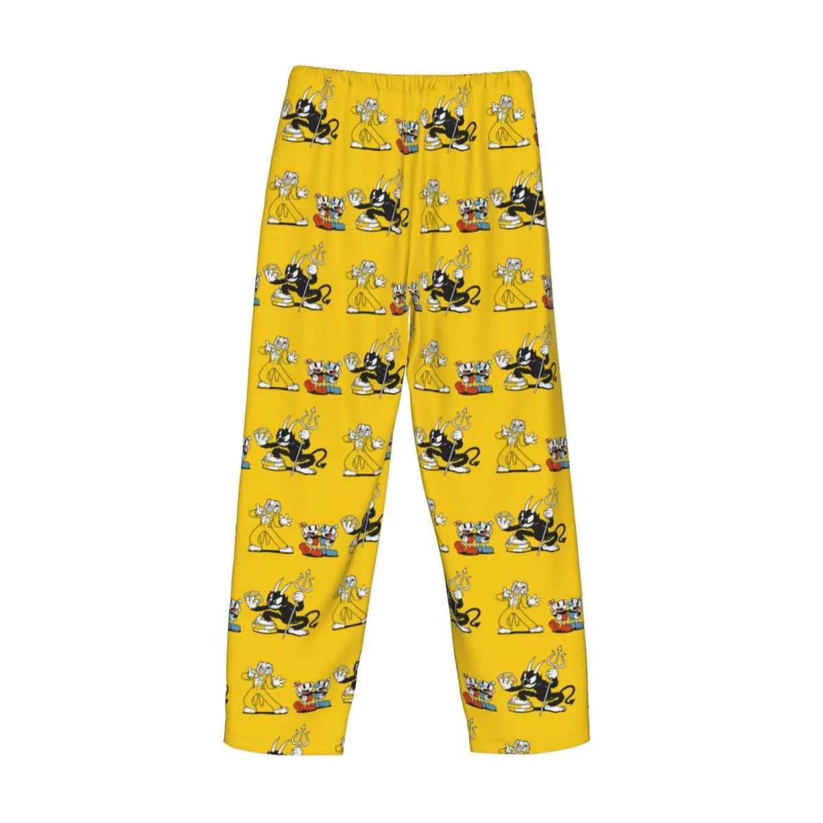 سروال بيجامة Cuphead and Mugman مطبوع حسب الطلب للرجال لعبة الرسوم المتحركة ملابس النوم مع جيوب