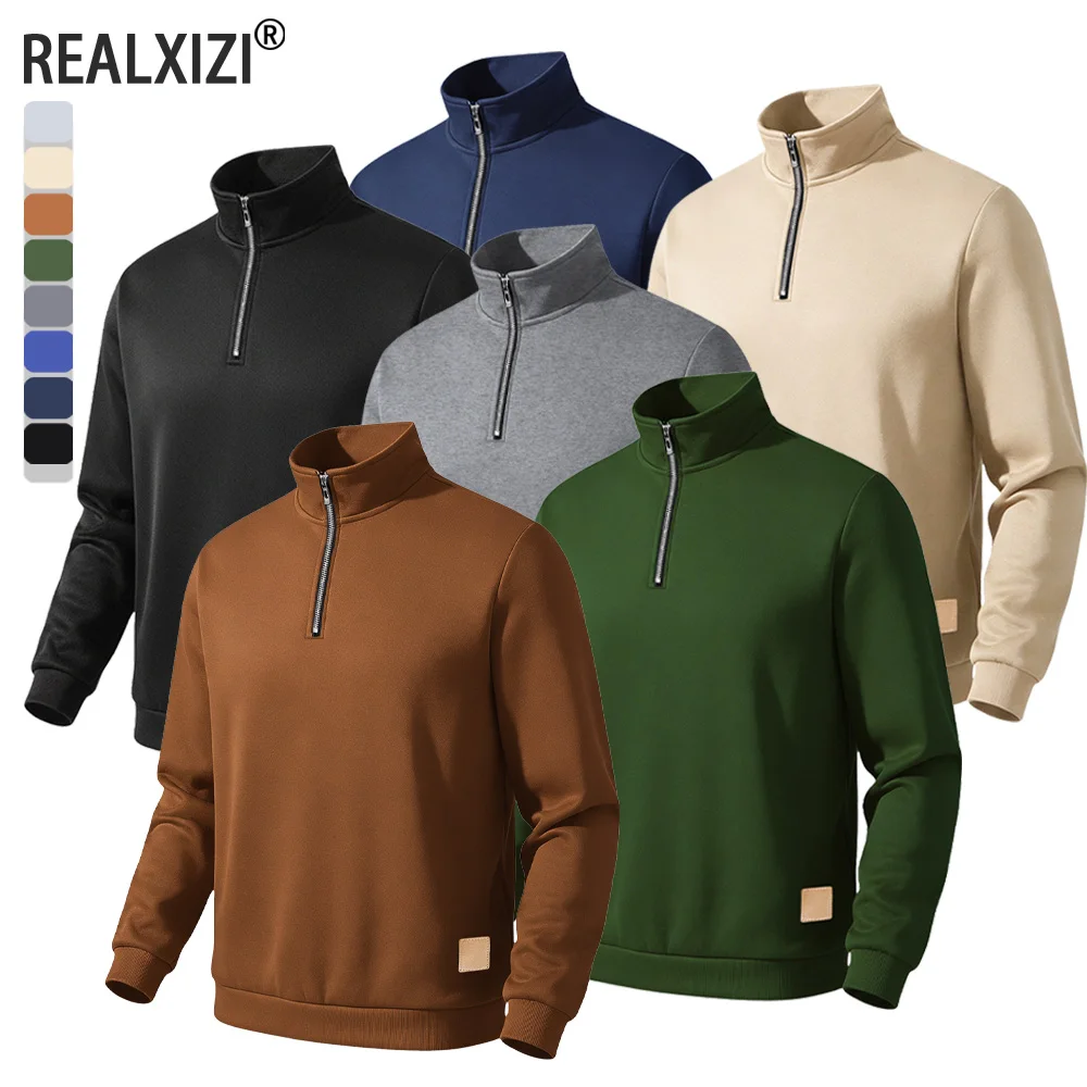 

Мужские толстовки на молнии с длинным рукавом, однотонный пуловер, водолазка, уличная одежда, мужская повседневная спортивная толстовка с капюшоном, верхняя одежда