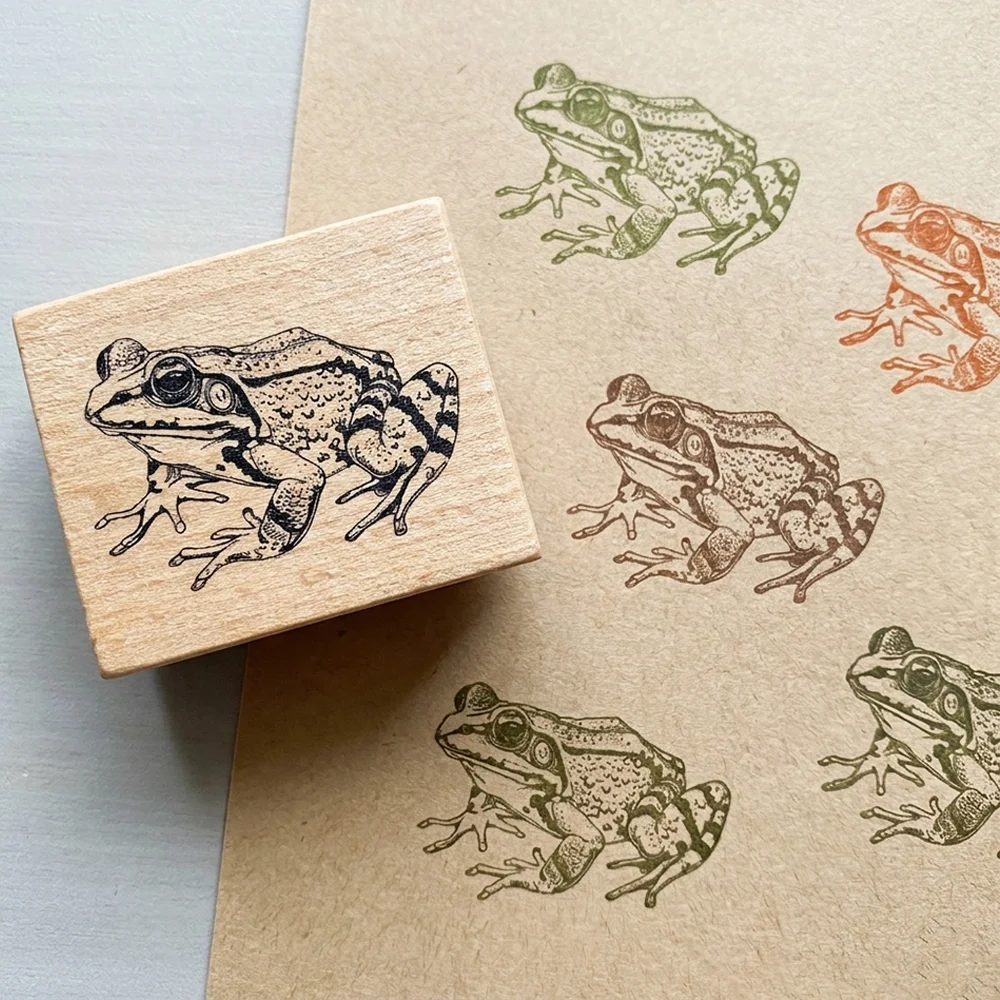 Großer Frosch-Holzstempel, Geeignet für DIY-Bastelarbeiten, Tagebücher und Malerei