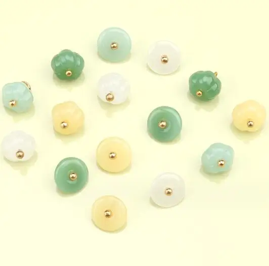 10pcs/Lot Size:10mm Imitation Jade Glass Buttons small Pumpkin Shape and Round Shape Button Women's Shirt Sewing (SSA-3319)