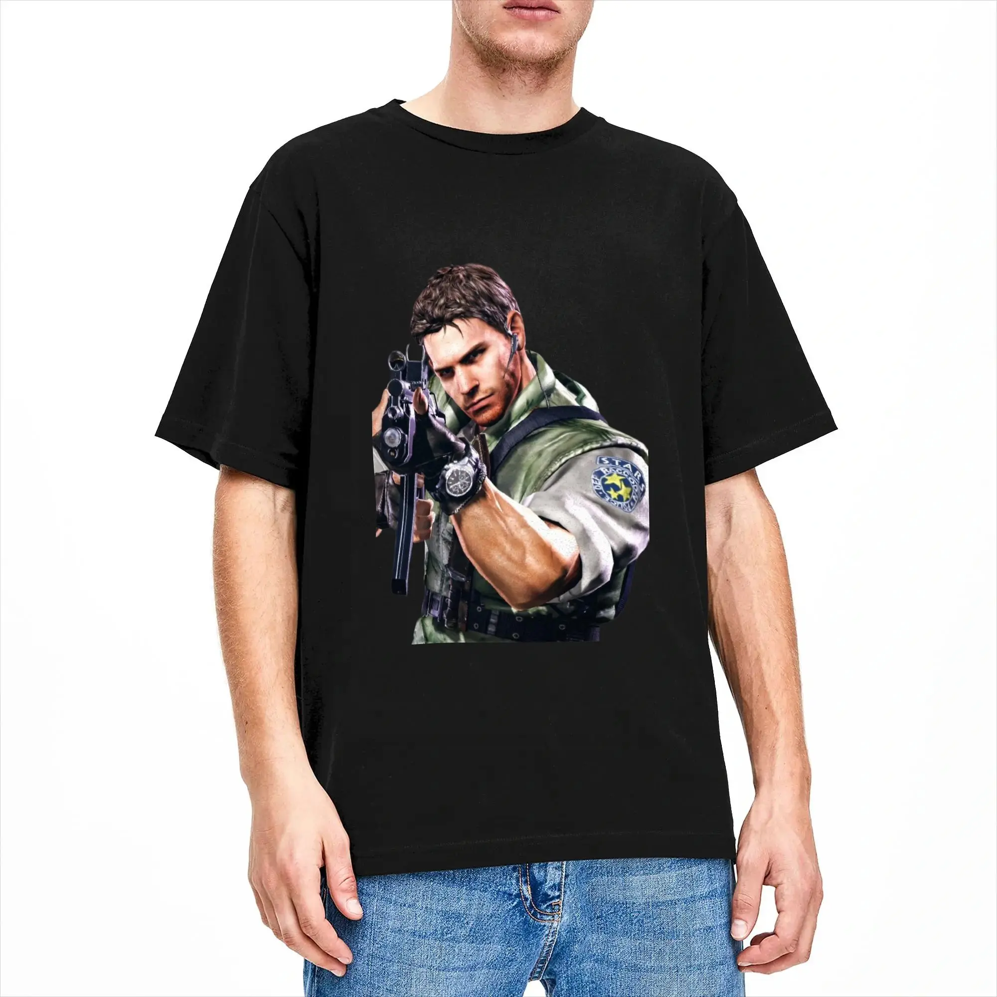 Resident Evil 5 Chris Redfield T-Shirt  Harajuku T Shirts Short-Sleeve Vintage Tops Summer 100 Cotton Oversized Clothes