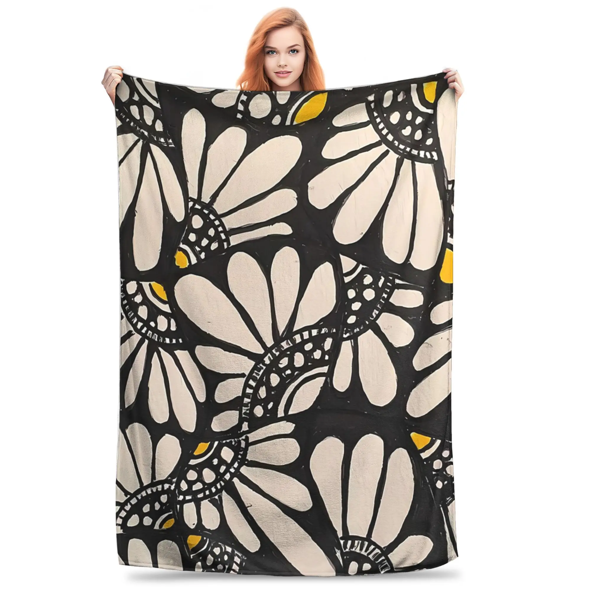 

Moonflower Mosaic Blanket Multi-function Fleece Sofa Throw Blanket for Couch Bedding Outdoor Throws Bedspread Quilt