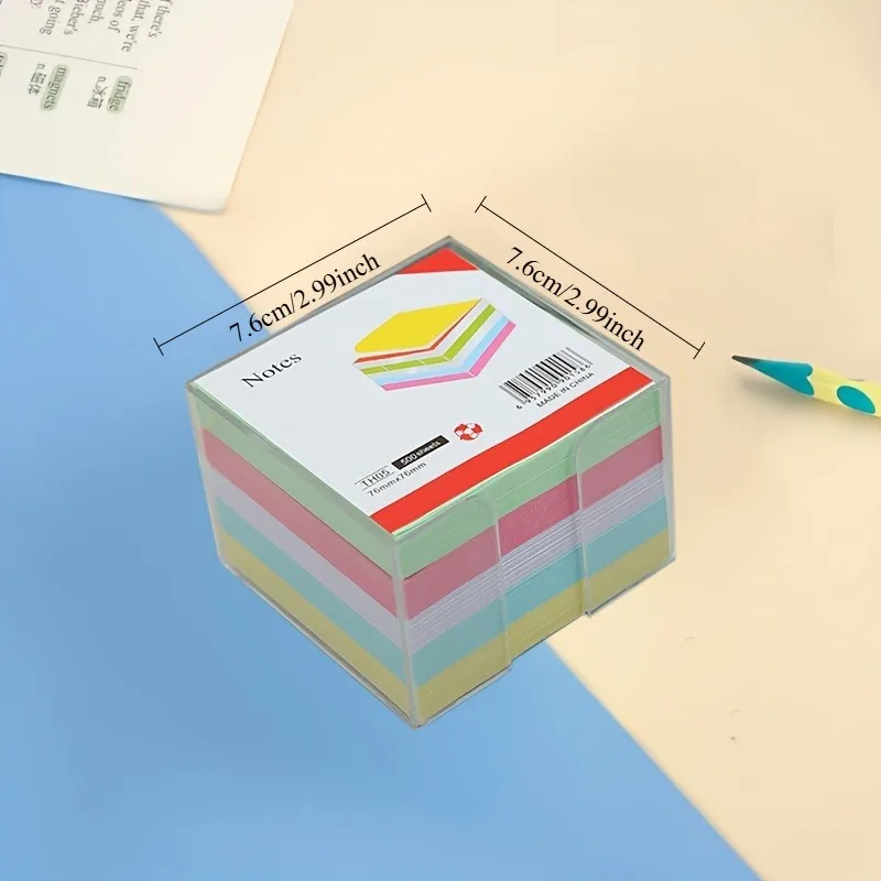 500個のマカロン付箋 - アクリルボックス色紙テープ、7.62x7.62cm、手にくっつかない、オフィス/家庭の整理に最適