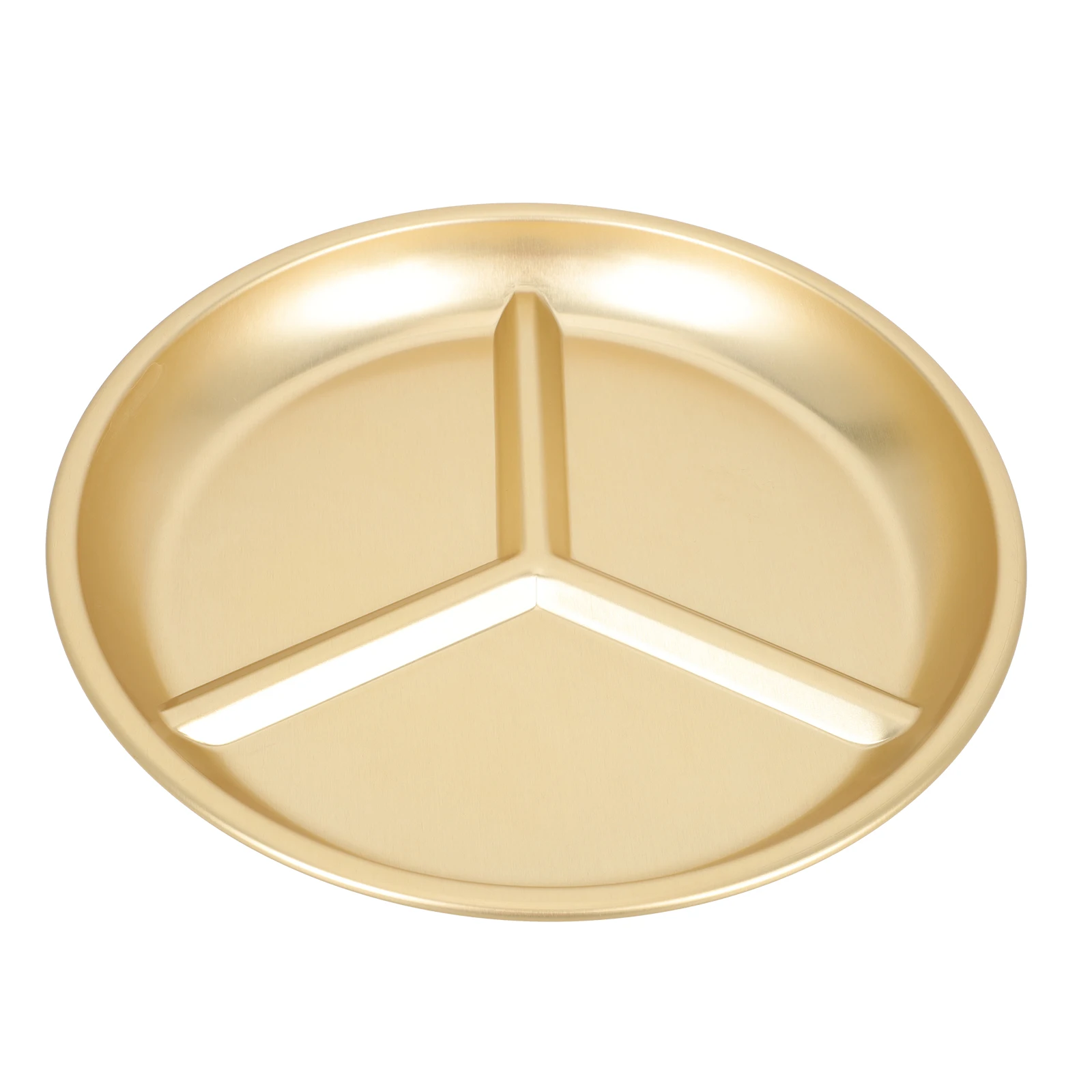 

Golden Small Plate Multi Grids Divided Food Serving Snack Container Mini Yellow Aluminum Dish For Portion Control Fruit