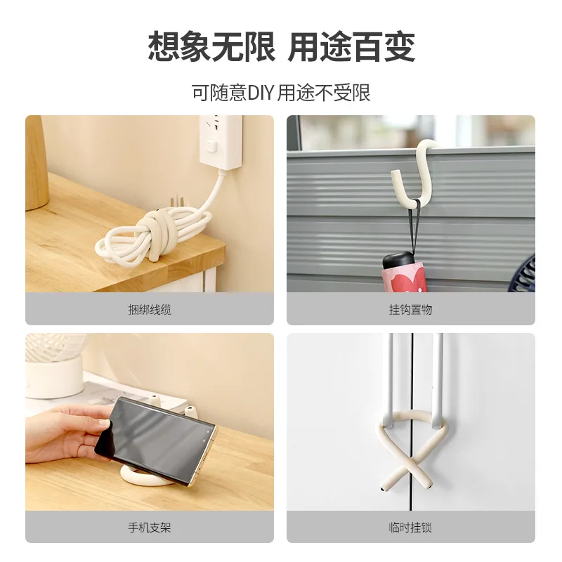 Home Daily Portable Free Bending Cabinet Hook Variable Desktop Mobile Phone Holder Simple Padlock