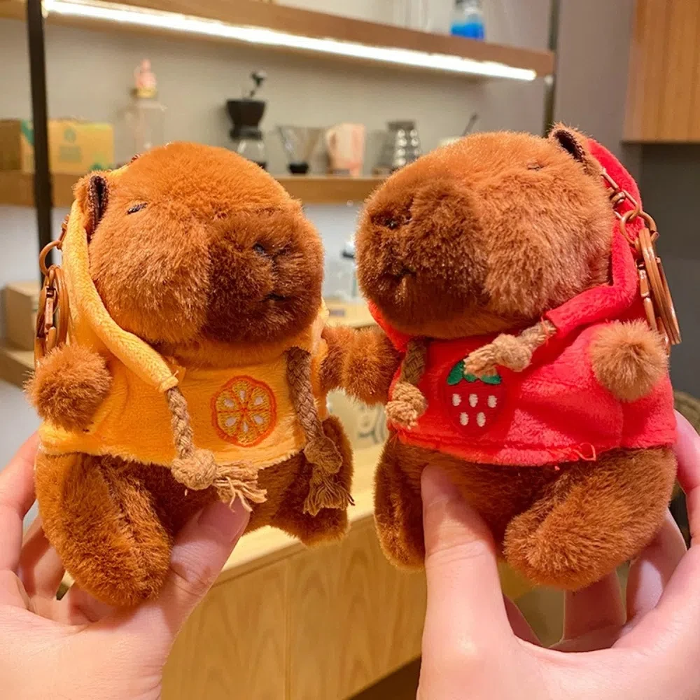 Cartoon Capybara Plush Keychain Bag Pendant Hanging Decoration Cute Stuffed Doll Toy Desktop Doll Ornament Car Keyring Kids Gift