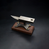 1pc Wooden Base Steel Anvil Premium Black Walnut Household Iron Anvil Horn Pointed Iron Table Tiger Pliers Pliers Iron Anvil