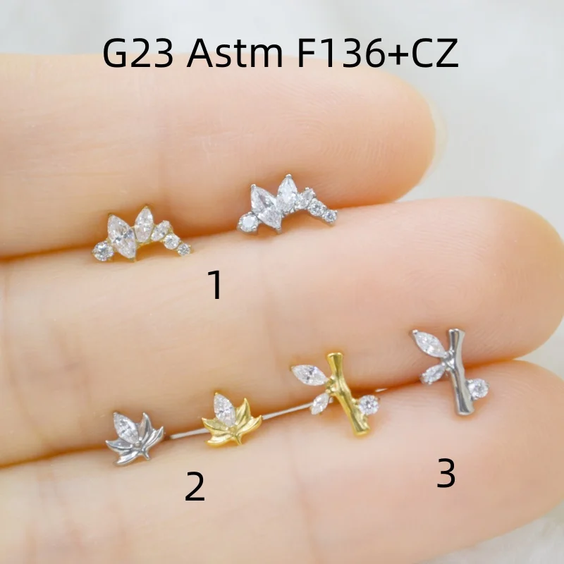 Lot10pcs Body Jewelry 16G  G23 Titanium Astm F136 CZ  Lip Labret Bar Ear Helix Tragus Rook Bar Piercing Jewelry New Shine