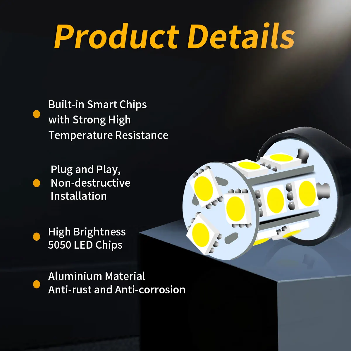 7443 W21/5W 9715R T20 High Brightness 5050 LED Chips 2 Pcs 12V For Automotive Turn Signal Clearence Parking Reading Width Lights