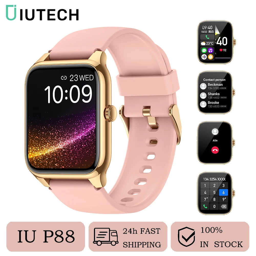 

Умные часы IUTECH P88 2024 с сенсорным экраном AMOLED 1,78 дюйма, часы с Bluetooth и вызовом, спортивные электронные смарт-часы для фитнеса для мужчин и женщин