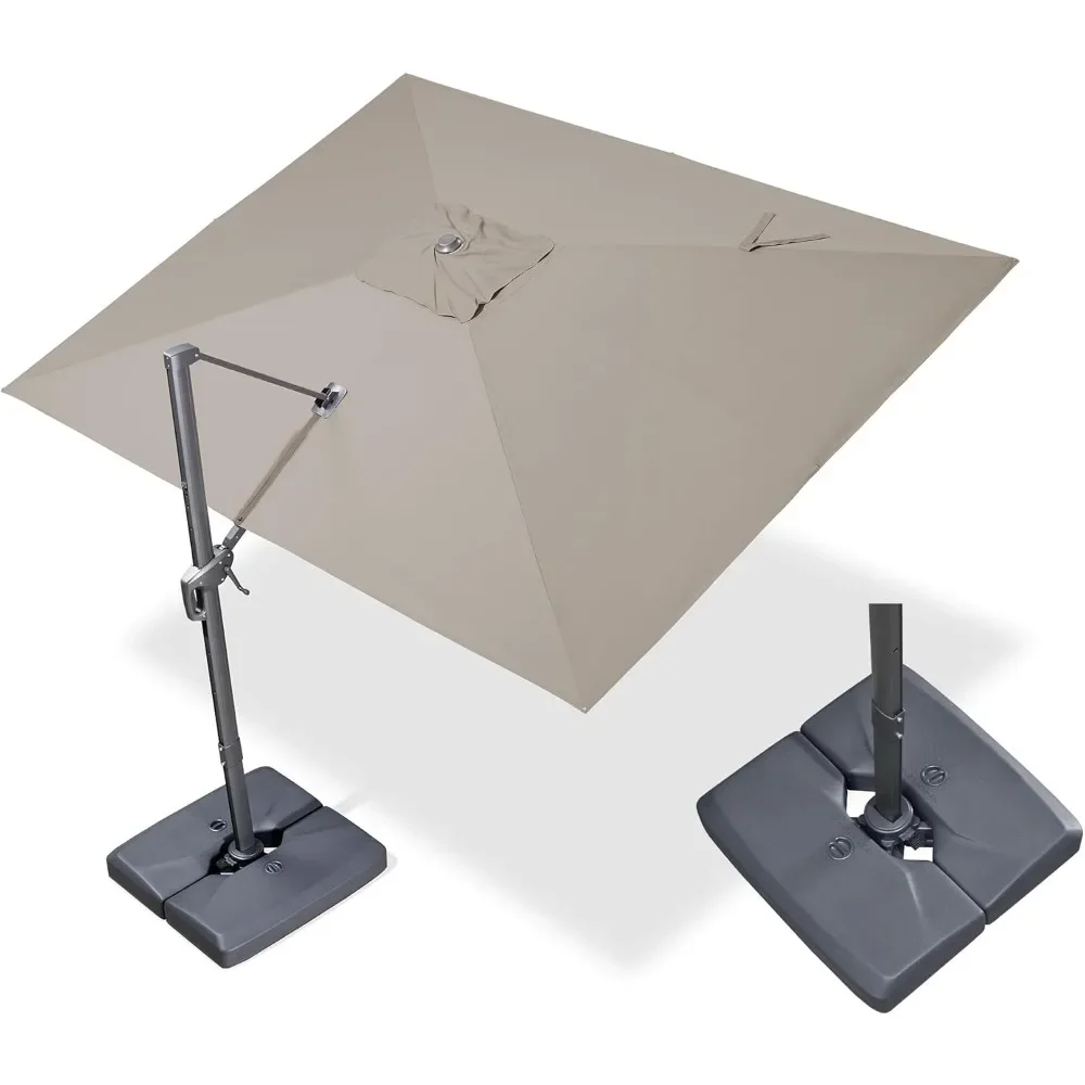 

9' X 11.5' Rectangle Cantilever Umbrella, with Base Outdoor Large Aluminum Patio Umbrella, with 3-Year Fade Resistance