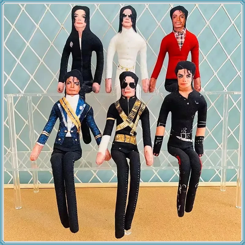 MJ Michael Jackson Cosplay Prop Doll Plush Figure Abstract Joint Mobility Soft Stuffed Doll Desk Ornaments Fans Collection Gift@