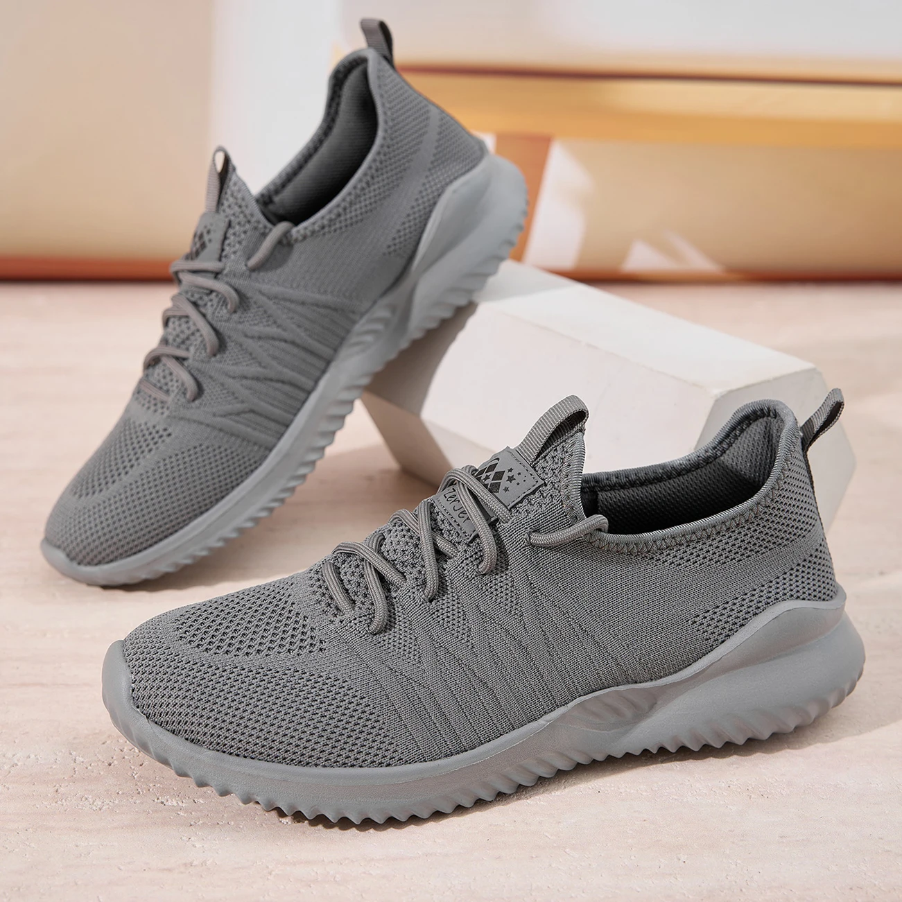 ZERJER  Trendy Versatile Knit Sneakers, Breathable Anti-slip Soft Sole Running Shoes, Casual Footwear for Men & Women's Daily We