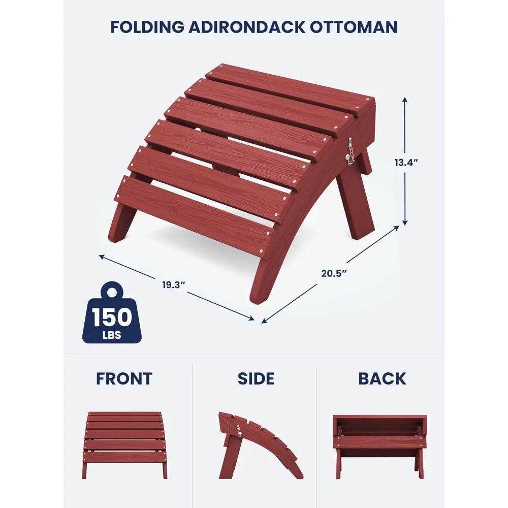 

Folding Adirondack Ottomans Set of 2 for Adirondack Chair, Red, Customized