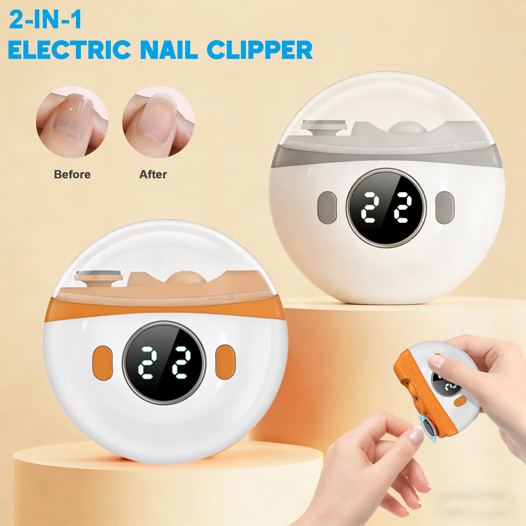 2 in 1 Electric Nail Clipper Nail Polisher Trimmer Nail Care Device 3 Speed Adjustable for Seniors Adults & Babies Automatic view 2
