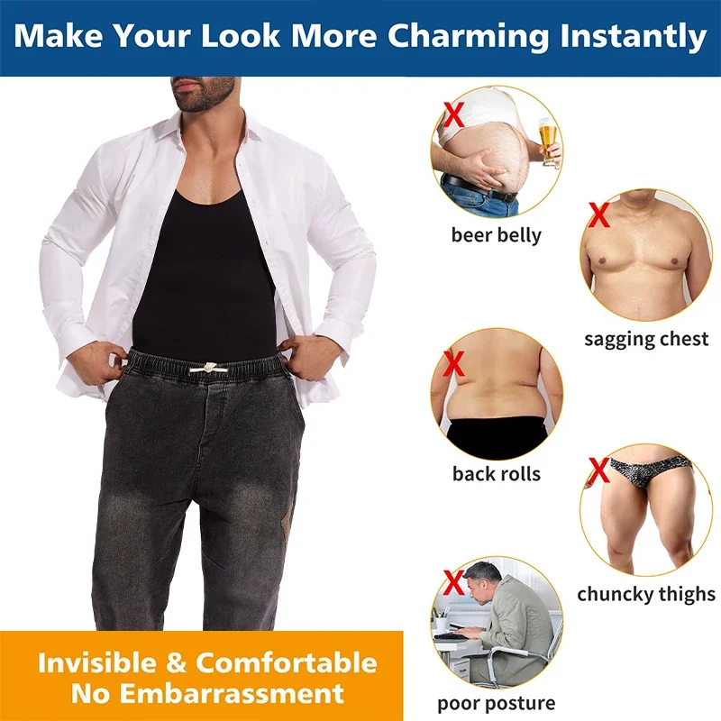 Shaper per tutto il corpo Intimo senza maniche da uomo Compressione Body senza cuciture Shapewear Controllo della pancia Faja Para Hombres gilet dimagrante