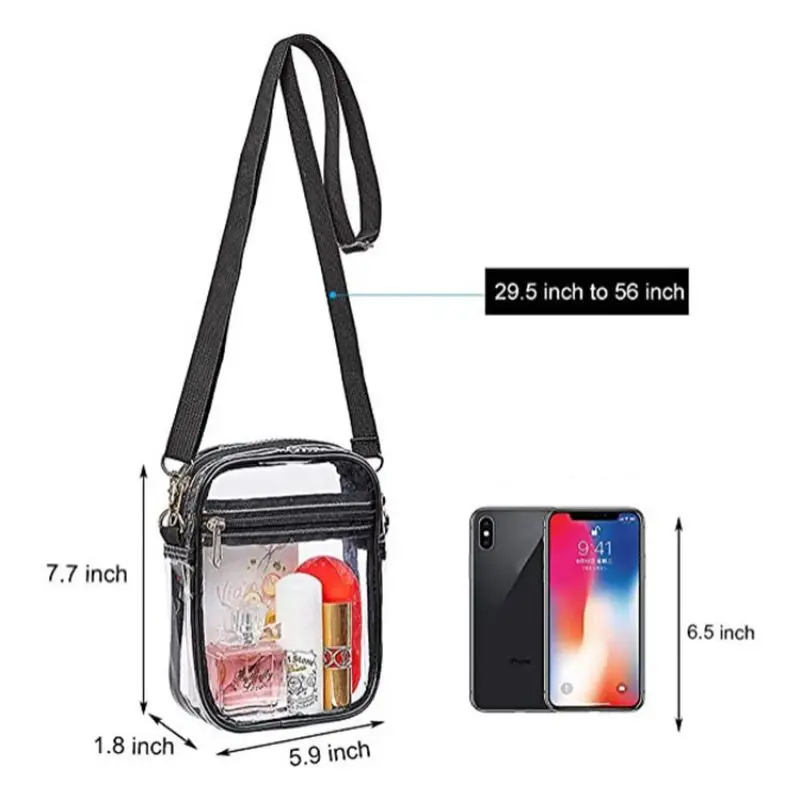 Clear Crossbody Purse Bag, Clear Bag Stadium Approved with Front Pocket for Concerts Sports Festivals