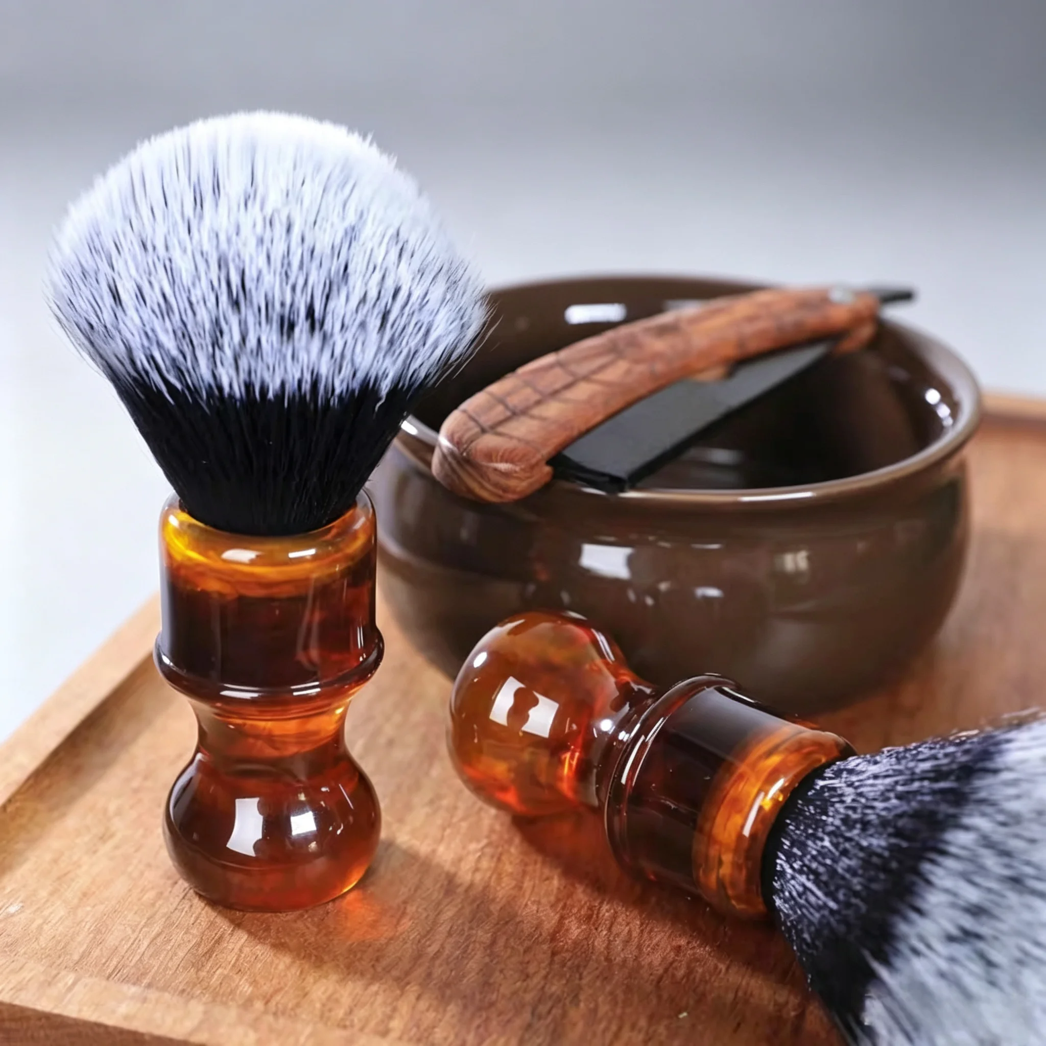 Pincel de Barba e Maquiagem para Salão de Beleza, Espuma de Sabão para Barba, Ferramenta de Limpeza Facial Masculina