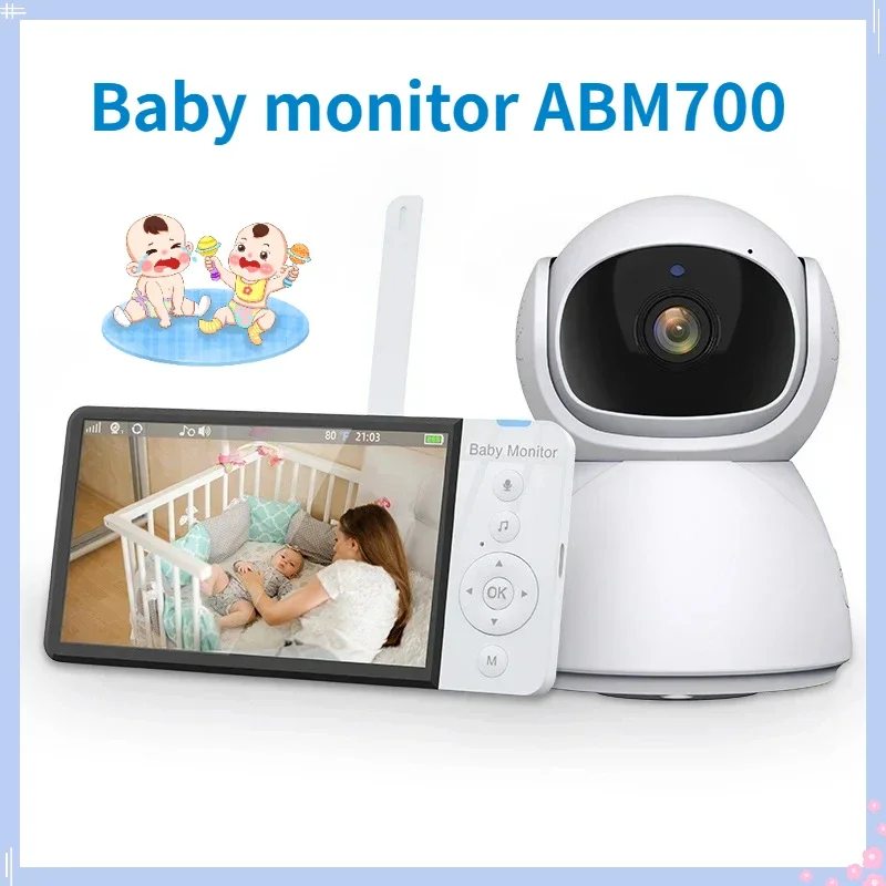 2-Way Talk Nanny Monitor Support SD card 5.0-Inch IPS Screen, Baby monitor Camera Night Vision Built-in 5000 mAh battery