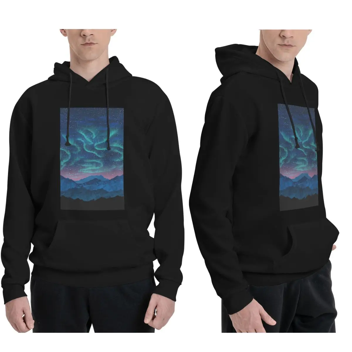 

Толстовки с капюшоном Aurora Borealis Over Mountain для мужчин и женщин, повседневные пуловеры, модная уличная одежда с длинными рукавами, осень-зима