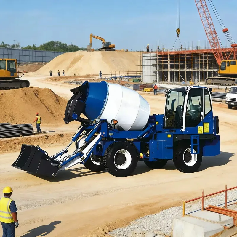 Self Loading Concrete Mixer 3.5m3 4x4 Rough Terrain Mobile Batching Plant With 270 Degree Rotating Drum For Efficient Site