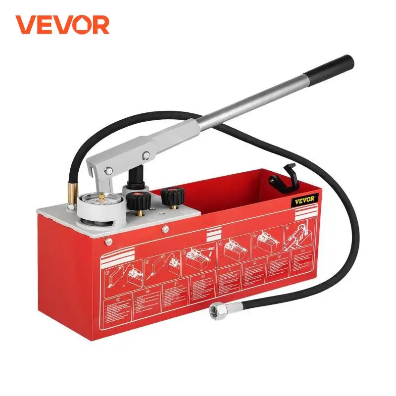 VEVOR Hydrostatic Pressure Test Pump 60 bar/860 psi 3.2 Gallon Tank Hydraulic Manual Water Pressure Tester Kit Pressure Test