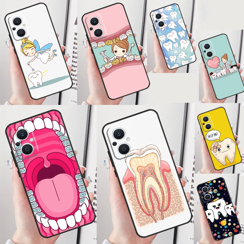 Cartoon Dentist Dental Teeth Case For OPPO Reno 8 Lite 4 5 6 7 Reno 10 Pro 8T 4Z 5Z Find X2 X3 Lite Neo X6 X5 Pro Cover