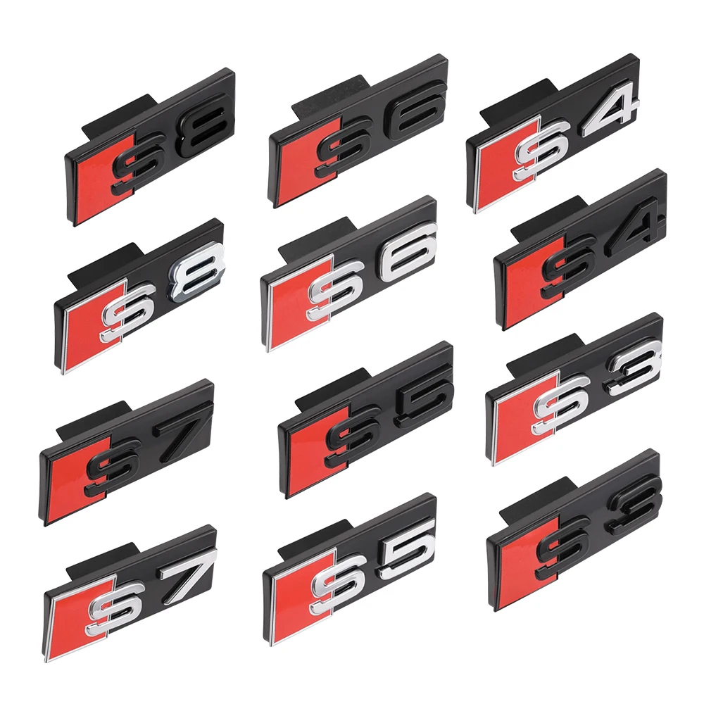 1PCS Car Front Grille Badge Decoration Plastic Sticker Exterior Modification Center Cover For Aud S4 S3 S5 S6 S7 S8 B7 B6 Q2 C6