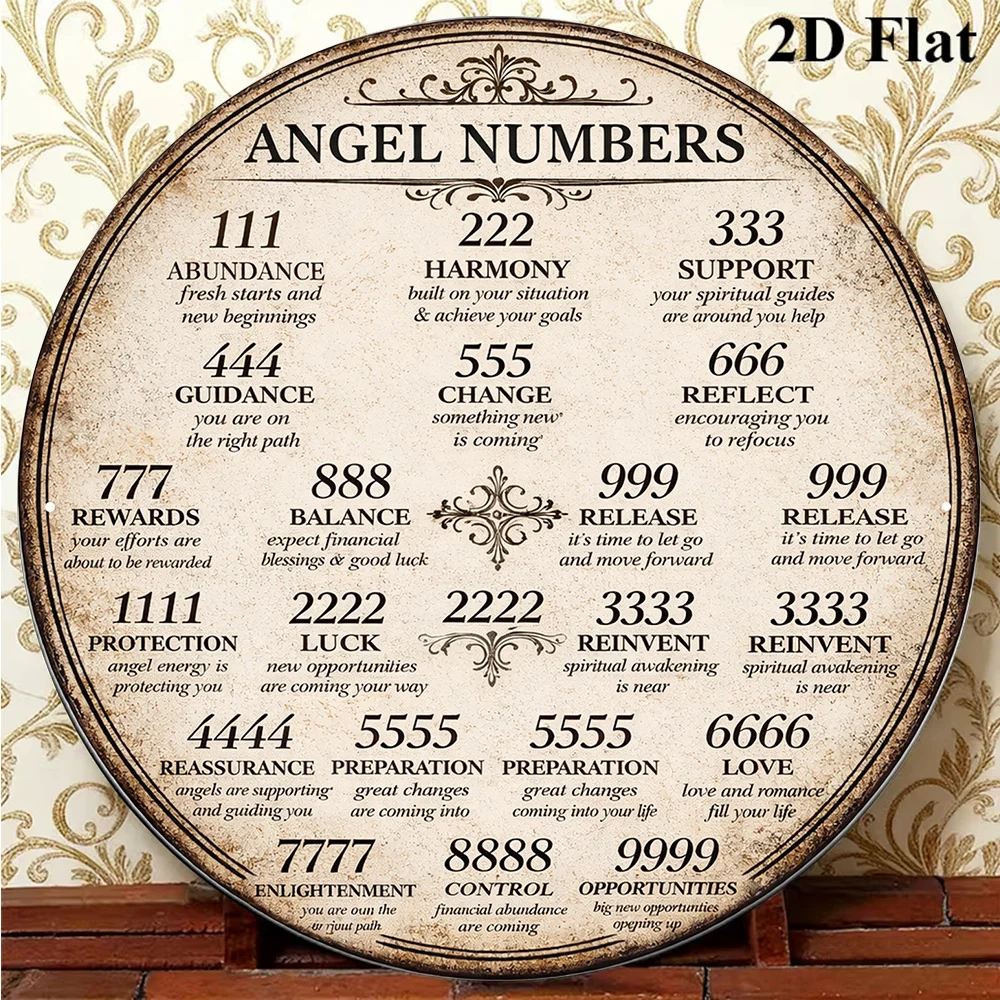 CIFBUY Vintage Angel Numbers Guidance Aluminum Wall Art Waterproof Wear Resistant Sign Home Living Room Bedroom Study Decor Gift