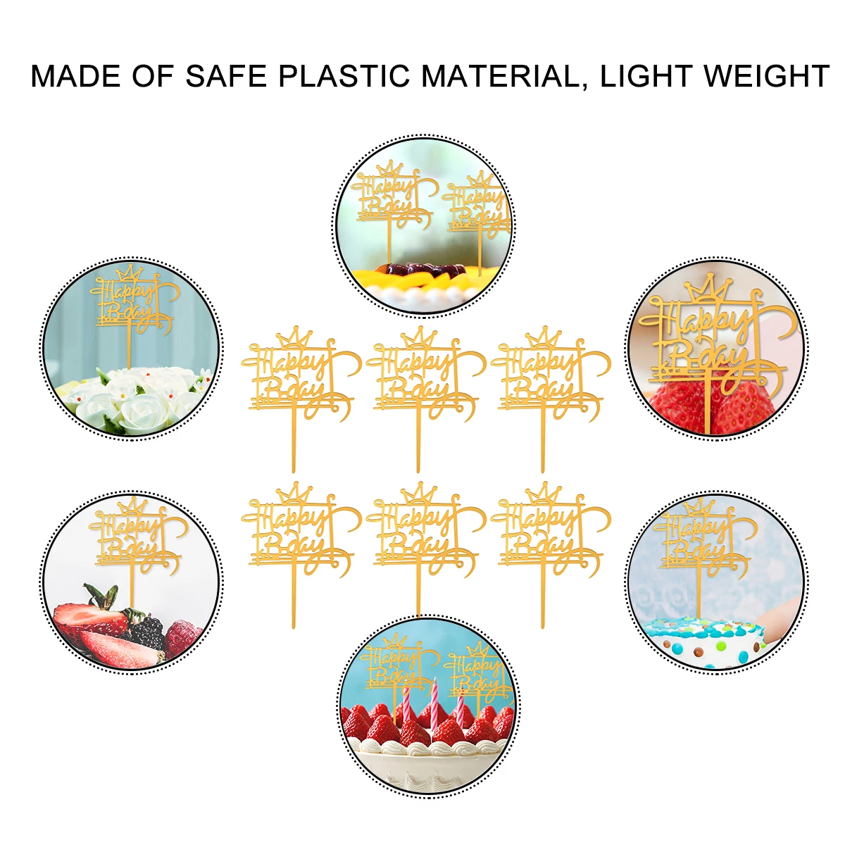 

10Pcs Cake Toppers Fine Workmanship Fashionable Look Great for Baking Decoration Party Favors and Events Cake Toppers