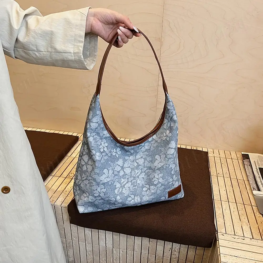 

Женские винтажные сумки на плечо с цветами, большие сумки с ручками сверху, повседневные сумки-ведра, роскошная сумка для подмышек, сумка для подмышек, женская сумка-тоут