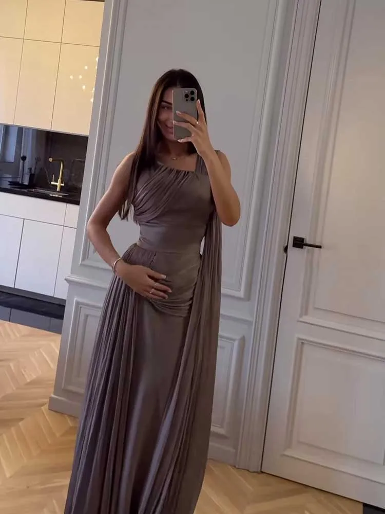 Elegant and Classy Dresses for Woman Long Maxi Summer Dresses with Streamer Pleated Waist Formal and Evening Dresses Chic Ladies