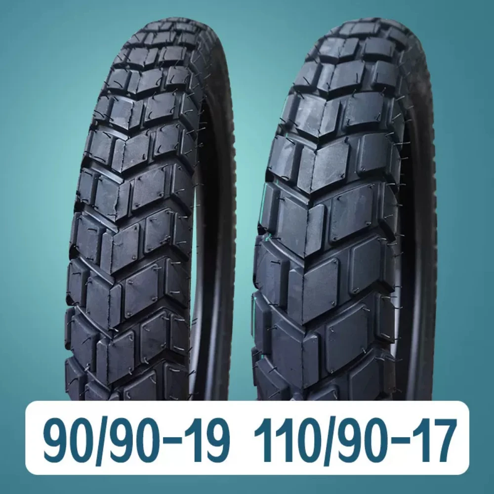 Off Road Motorcycle Tire Set Front 90/90-19 Rear 110/90-17, Turtle Tread Anti-Slip Inner & Outer Tyre