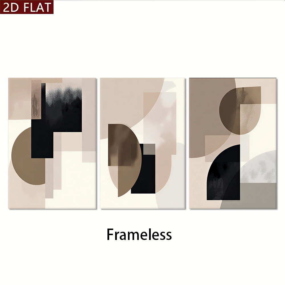 1 set of abstract geometry triptych living room sofa background wall painting bedroom art frameless decoration painting 2D plan