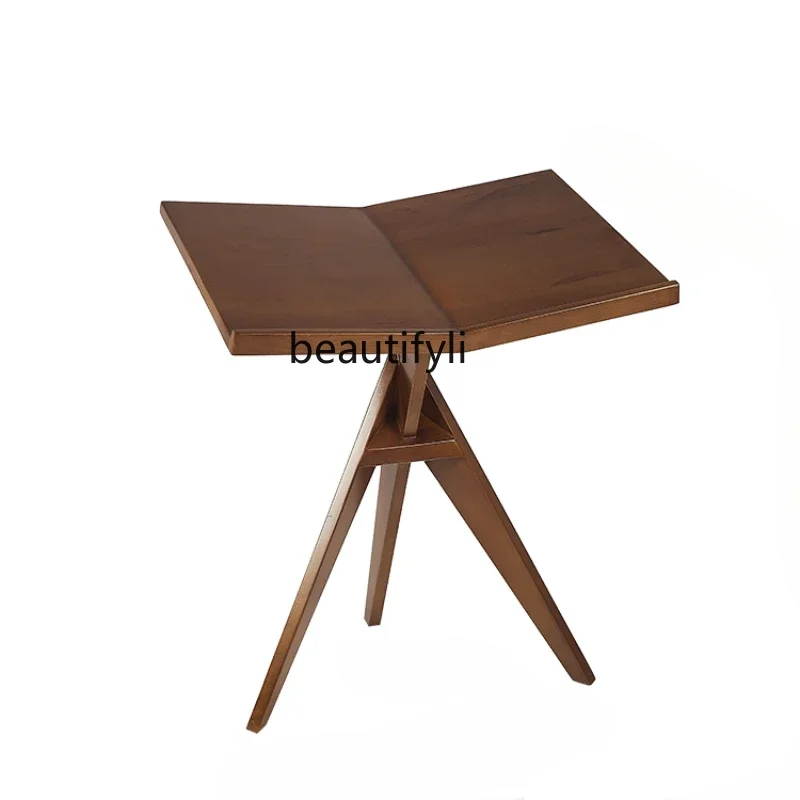 

new style Nordic Solid Wood Music Stand Floor Mid-Ancient Magazine Rack Simple Retro Newspaper Reading Bookshelf ss 7304