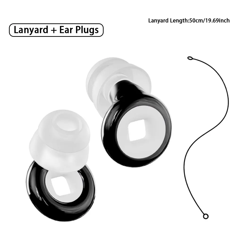 Reusable Waterproof Ear Plugs with Silicone Lanyard Noise Cancelling for Musicians Motorcycles Sleeping Work Study Swim