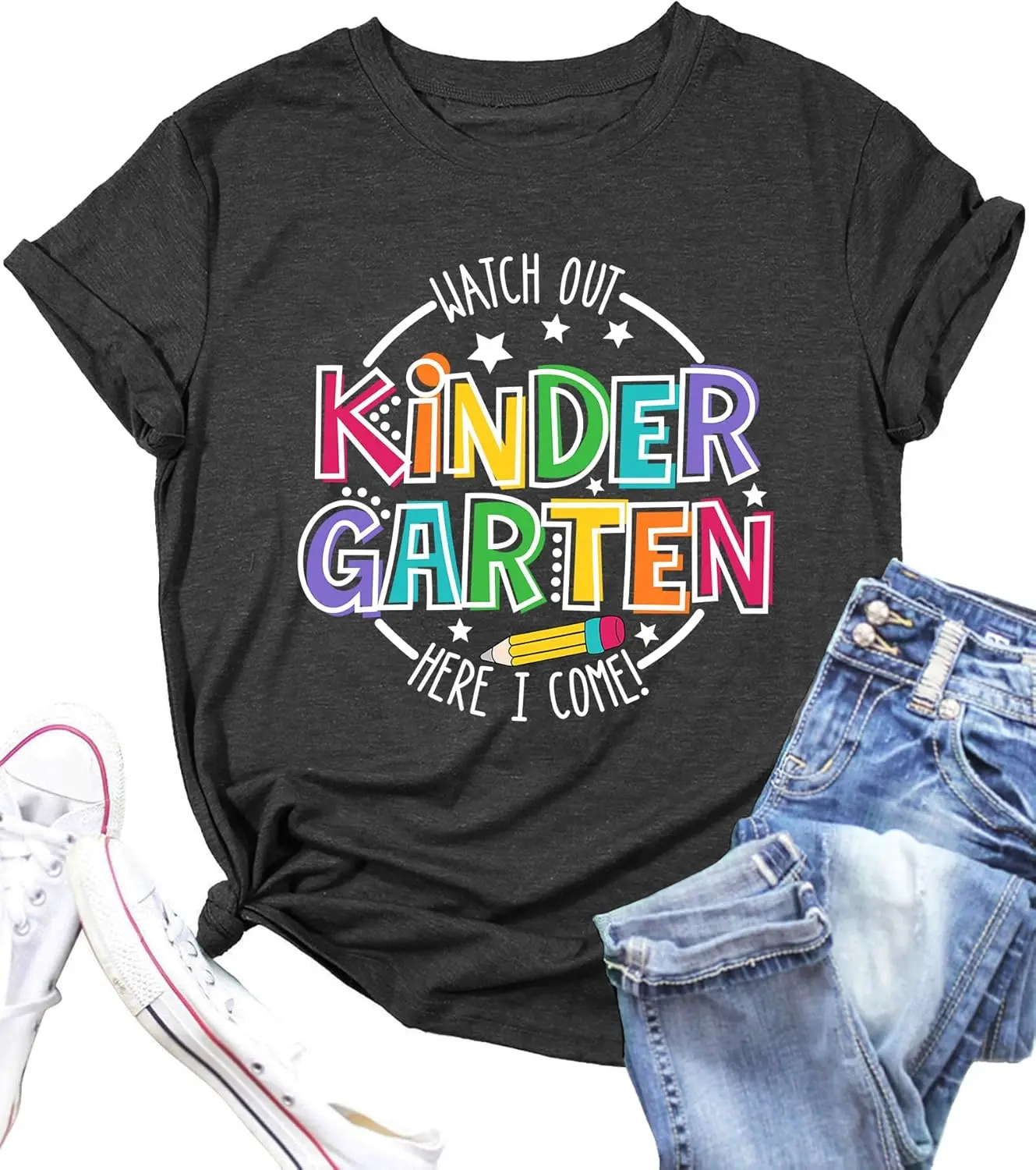 Camisas de professor de jardim de infância para mulheres professor gráfico camiseta casual inspirador presente de ensino tops