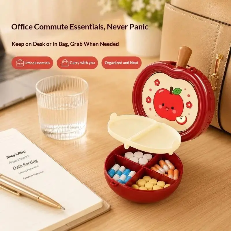 4-Fächer Kleine Tragbare Reise-Vitamin-Pillendose Pillenbehälter Organizer 7-Tage-Gitter Medikamenten- und Fischöl-Aufbewahrung – Detail 3