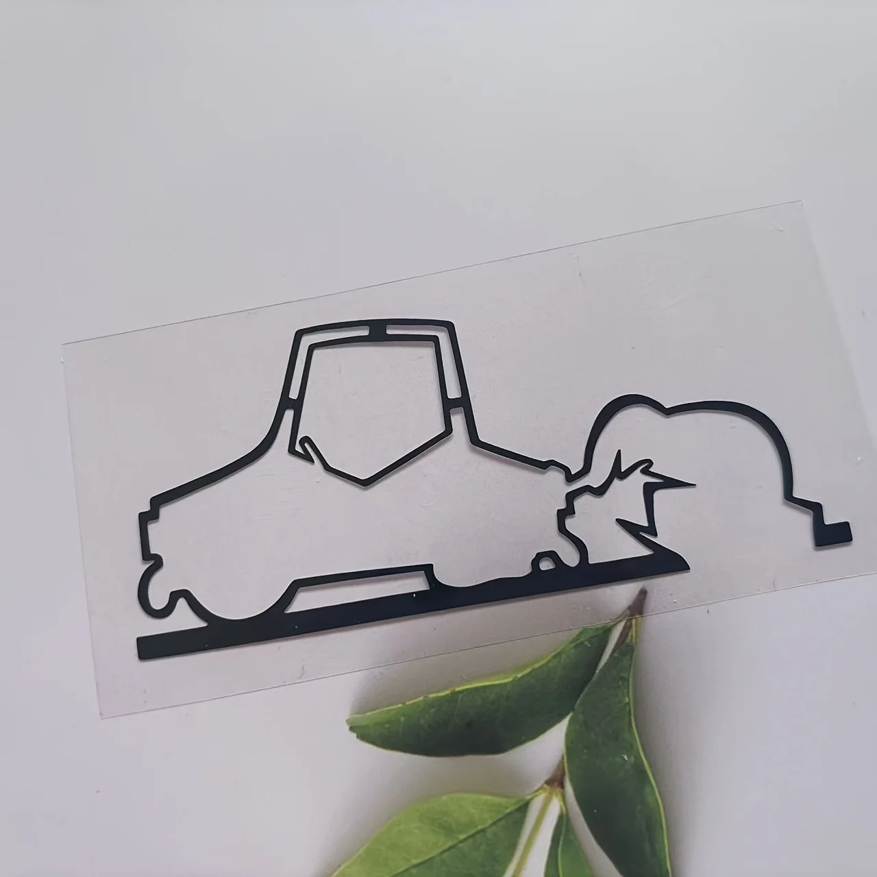 1pc Minimalist Line Art Pushing Car Vinyl Sticker, Creative Decal for Car Window Body Decor, Holiday Gift