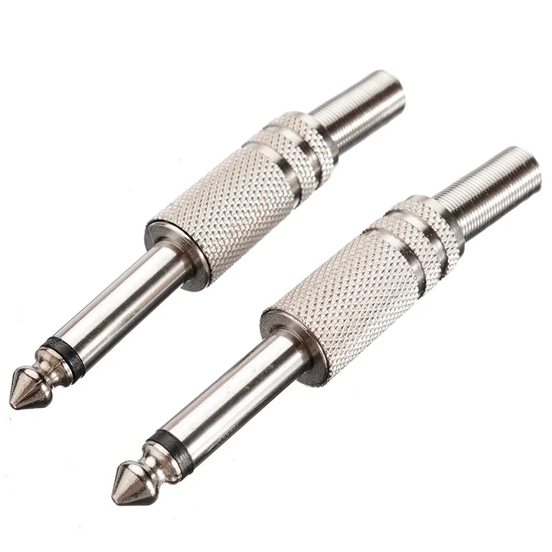 6.35mm Mono Amplifier Plug 1/4Inch Male Mono Monaural Jack Audio Cable Connector Plug Microphone Audio Connectors