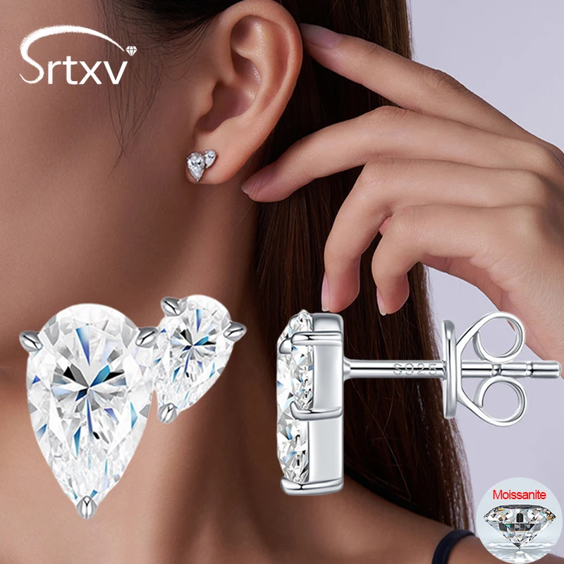 

2.7CTTW Pear Cut Certified Moissanite Stud Earrings for Women Girl 100% 925 Sterling Silver Plated 18k Gold Wedding Jewelry Gift