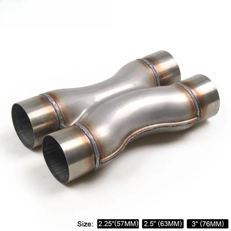 Stainless Steel Four Way Exhaust X Pipe 2.25 2.5 3 Inch Inlet Outlet Universal Auto Exhaust Connect Pipe Replacement Accessory