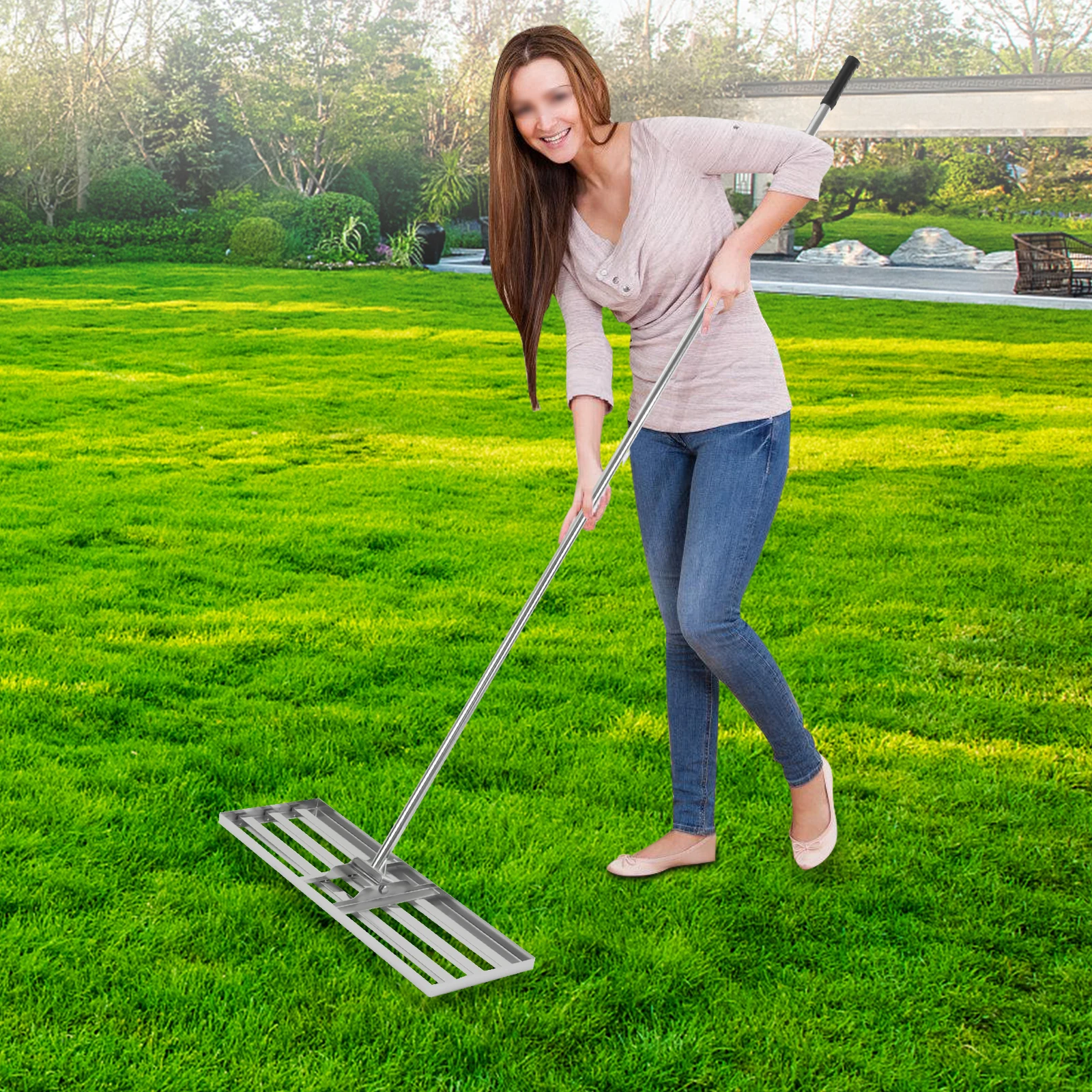 

Adjustable Lawn Leveling Rake - 75×25cm Professional 180° Rotatable Rake for Farm/Pasture/Landscape/Backyard/Garden/Golf Course