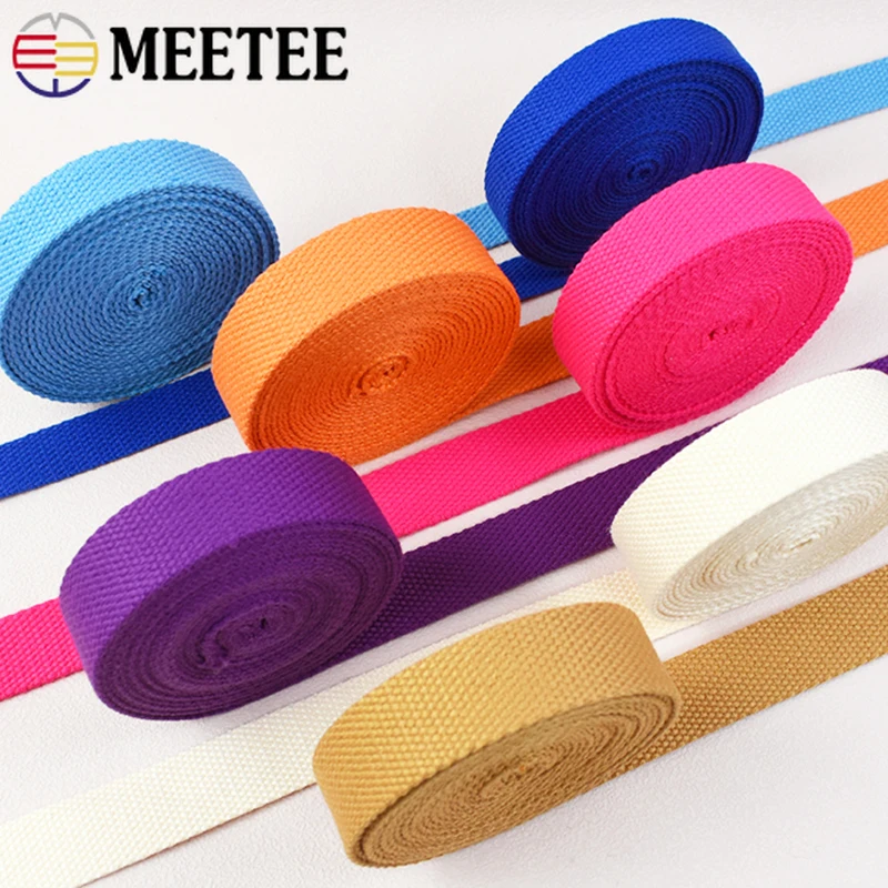 

5M Meetee Cotton Webbing Tape 20/25/32/38/50mm Canvas Webbings Ribbon for Backpack Strap Clothes Belt Sling Sewing Braid Trims