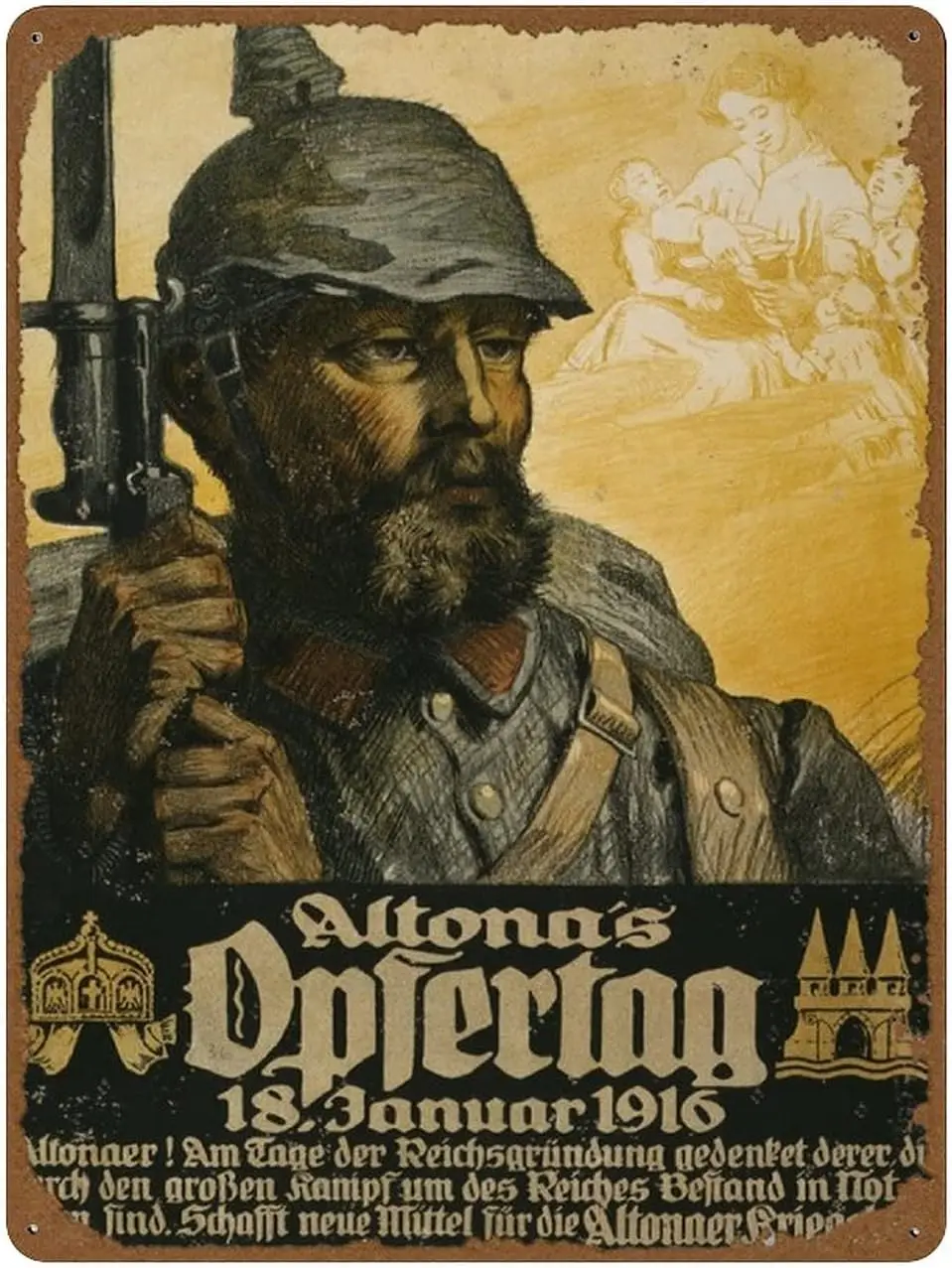 German WWI ;Altona;s Sacrifice; Vintage Propaganda Poster Novelty  Tin Sign Metal Wall Funny Man Cave Cool Wal