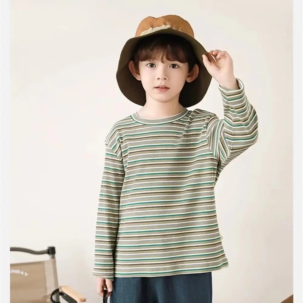 

Autumn Boys' Top kids girls clothes baby t-shirts Striped pattern casual long sleeved T-shirt