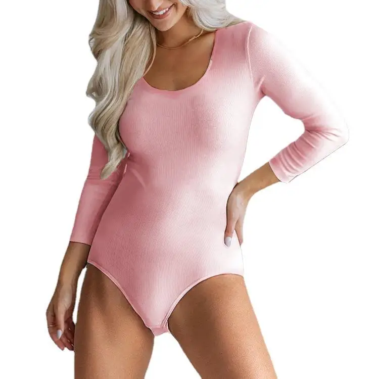 Women's Long Knitted Jumpsuit High Waist Poly Fiber Base irt Sle Winter Faion Ladies' All-in-One Suit High Waist Pants