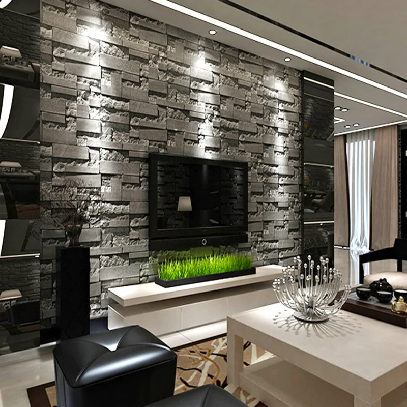 Ziegelstein-Tapete zum Abziehen und Aufkleben, graue Ziegelstein-Selbstklebende Tapete, Kunststein-Kontaktpapier, abnehmbar für Schlafzimmer